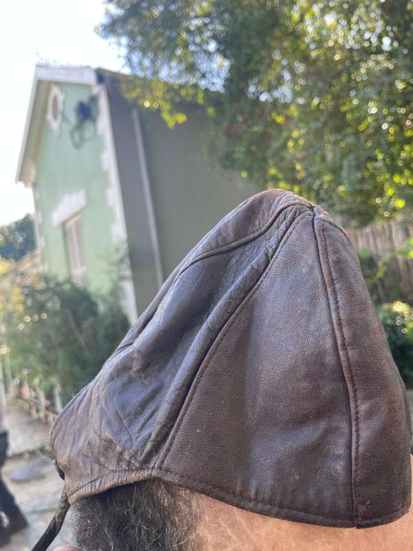 Leather Motorcycle Riding Helmet
