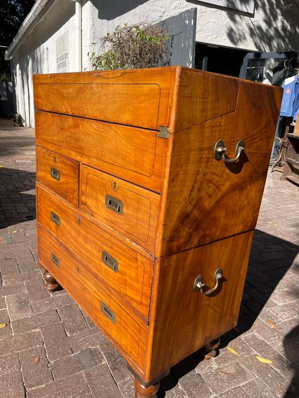 Rare Camphorwood Military Campaign Chest/ Secretaire on Chest ( 108 x 90 x 47 cm )