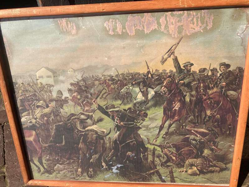 Boer War: Rare Print of De Wet breaking thru the blockhouses. Fritz Neumann