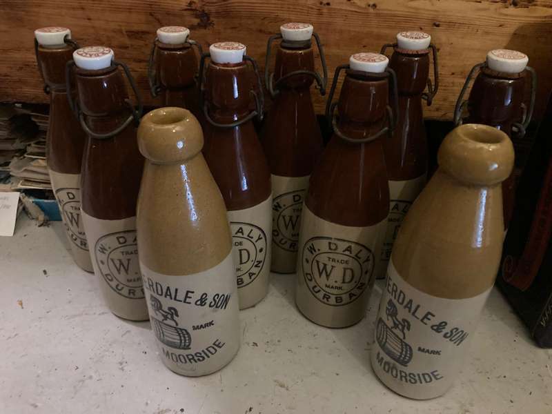 Collection of 10 Stoneware Ginger Bottles