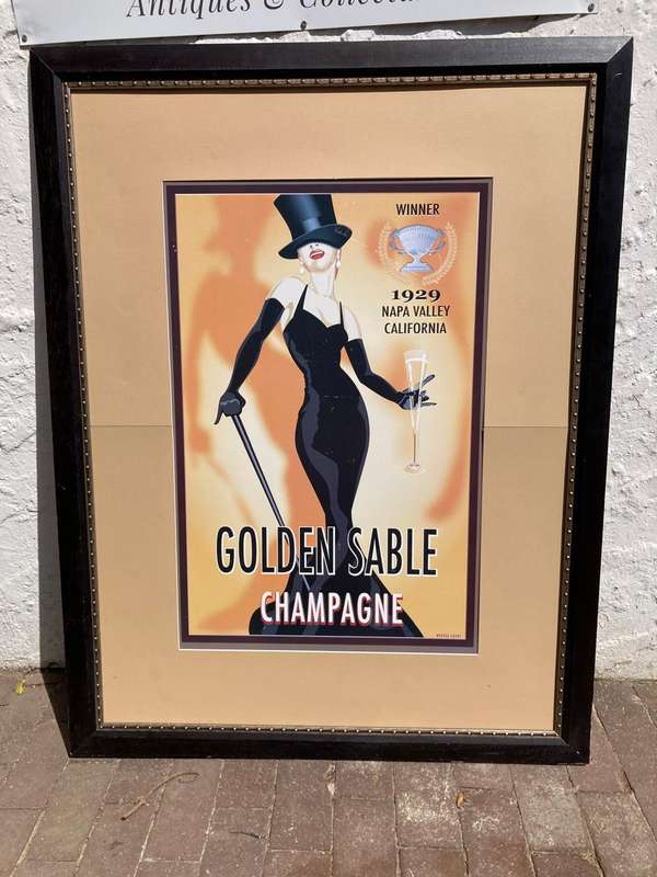 Huge Art Deco Framed Advertising Poster( 135 x 104cm )