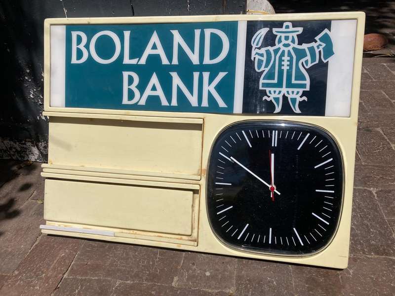 Vintage Boland Bank Advertising Clock ( 60 x 45 cm )