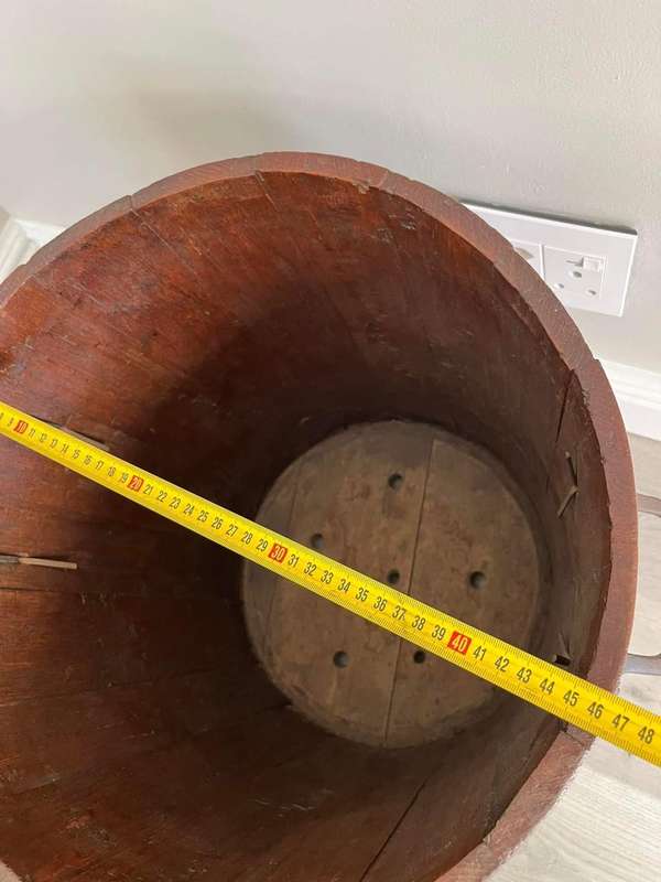 Vintage Harvesting Barrel with Brass Bands and Handles  ( 50 cm )