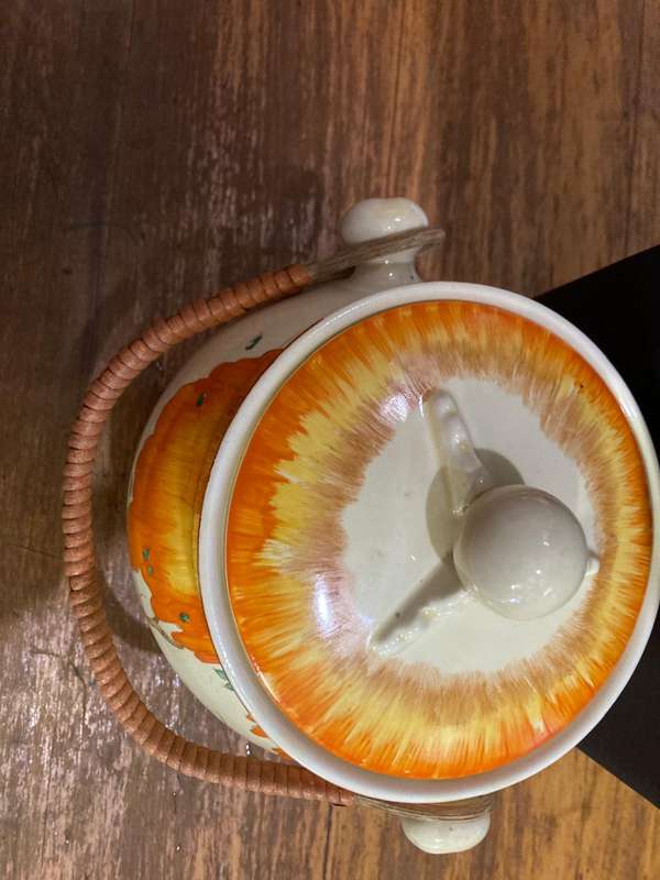Rare Clarice Cliff Biscuit Barrel Orange Taormina Pattern