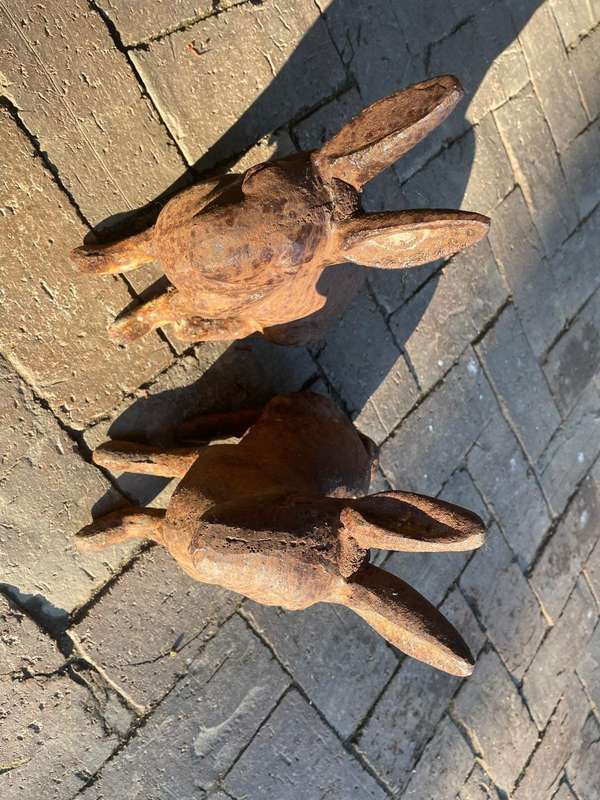 Rare pair of Cast Iron Bunnys (27cm )