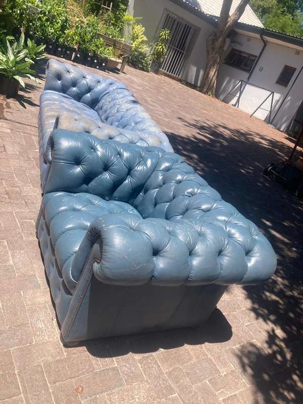 Genuine Leather Chesterfield Couch and Chair