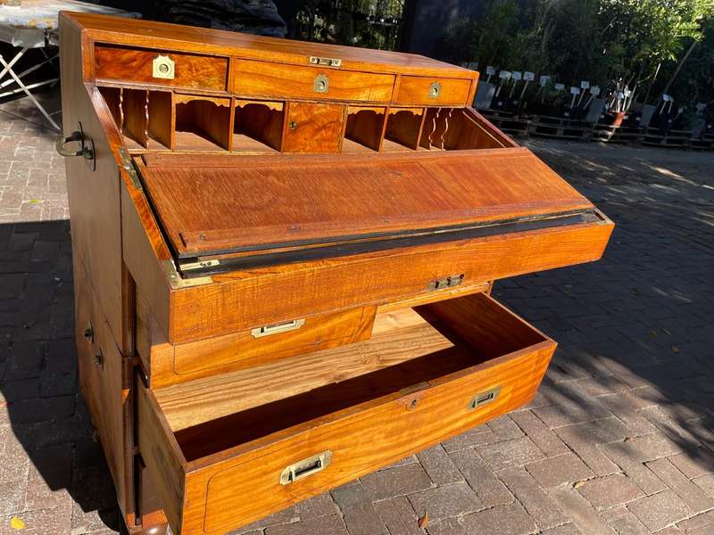 Rare Camphorwood Military Campaign Chest/ Secretaire on Chest ( 108 x 90 x 47 cm )