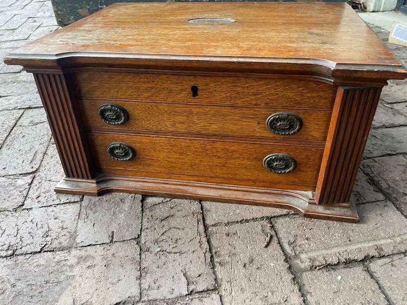 Oak Cutlery Box with some Cutlery ( 51 x 38 x 25 cm