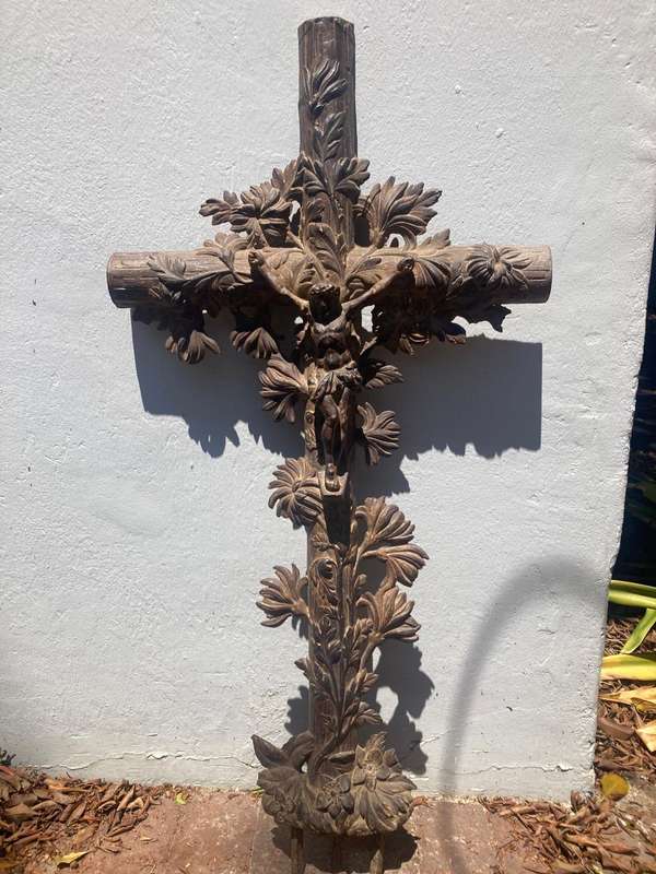 Rare French Cast Iron Crucifix ( 110 x 52 cm )
