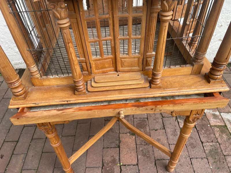 Beautiful Ornate Wooden Birdcage on Stand( 200 x 68 x 68 cm )