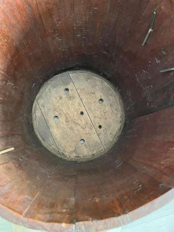 Vintage Harvesting Barrel with Brass Bands and Handles  ( 50 cm )