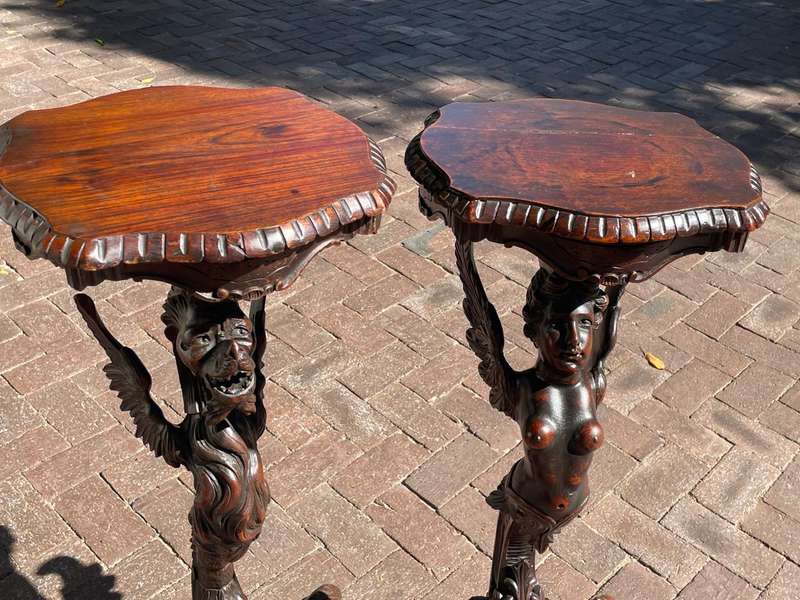Rare French pair of Candlestands circa 1860, Beauty and Beast ( 95 cm )