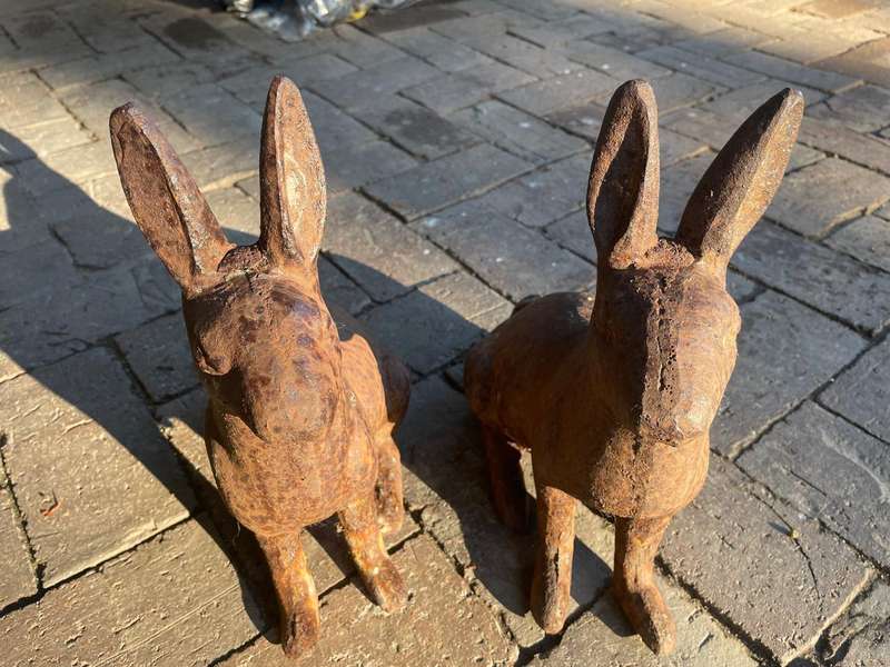 Rare pair of Cast Iron Bunnys (27cm )
