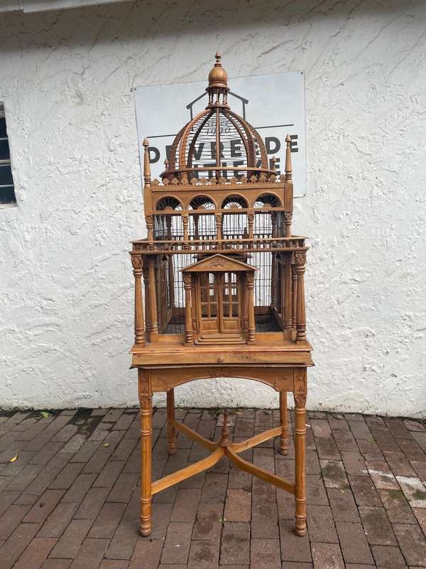 Beautiful Ornate Wooden Birdcage on Stand( 200 x 68 x 68 cm )
