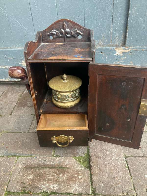 Beautiful Oak Tobacco Cabinet with original humidor