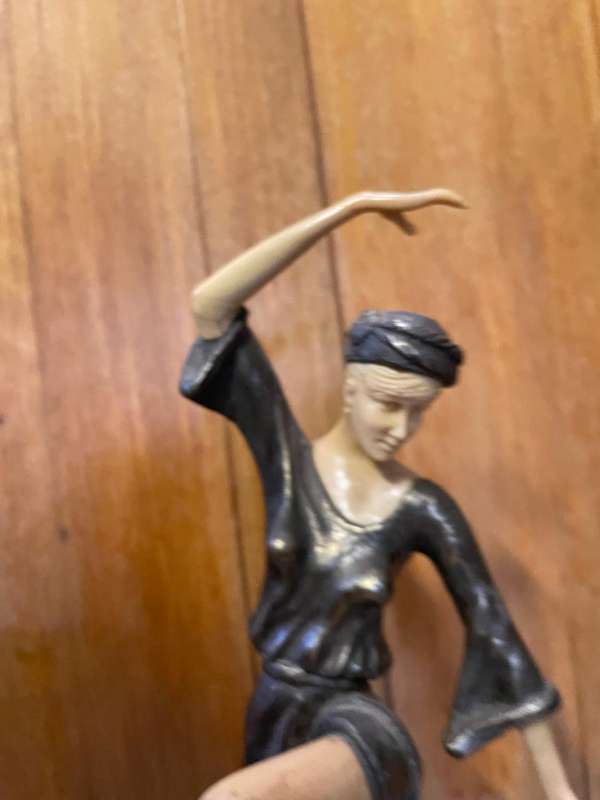 Art Deco Dancer after Ferdinand Preiss , Autumn Dance in metal and Ivorine ( 41 cm high )
