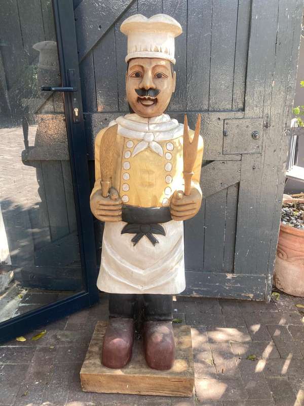 Vintage Wooden Chef Figurine ( 135 cm )