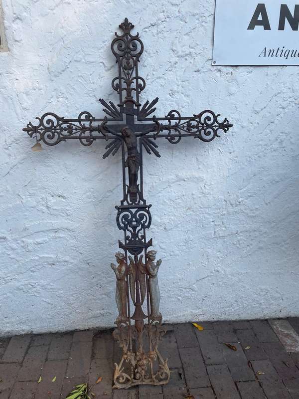 Rare Original Cast Iron Crucifix circa 1850 (156 x 85 cm )