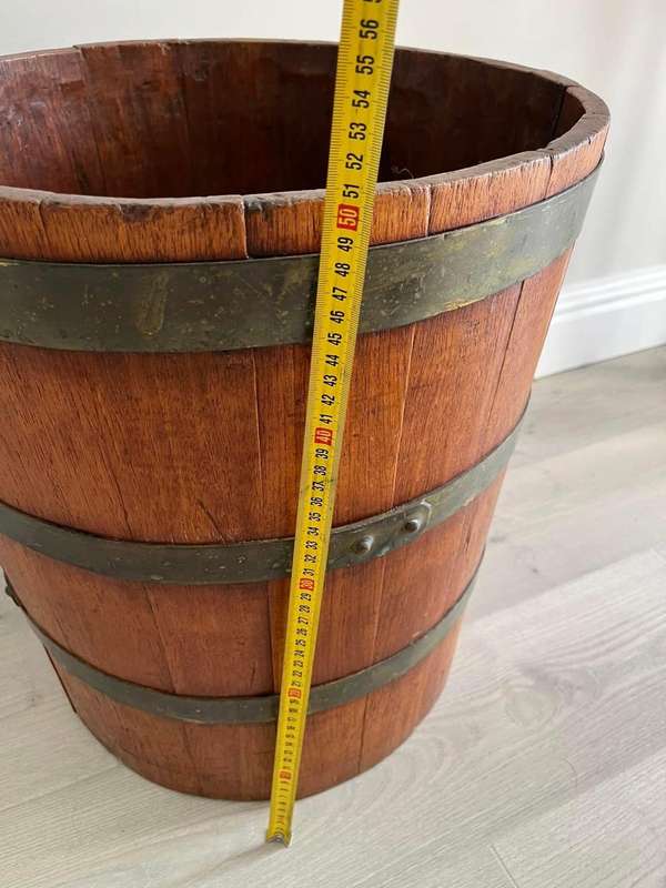 Vintage Harvesting Barrel with Brass Bands and Handles  ( 50 cm )