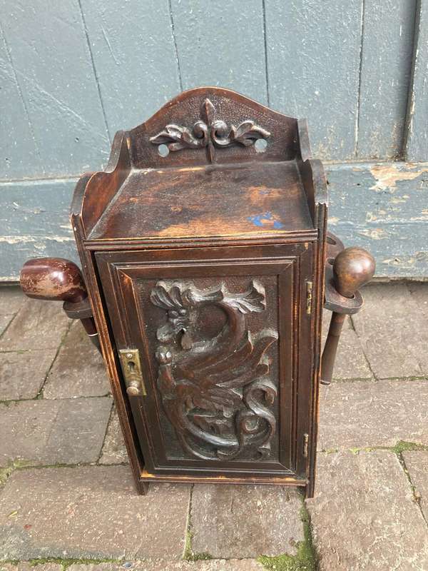 Beautiful Oak Tobacco Cabinet with original humidor