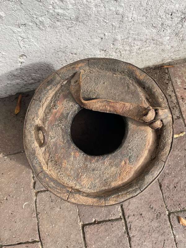 Rare Ox Wagon Grease Bucket ( 28 x 28 x 23 cm )