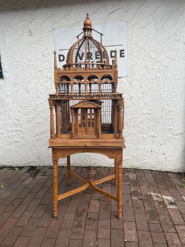 Beautiful Ornate Wooden Birdcage on Stand( 200 x 68 x 68 cm )