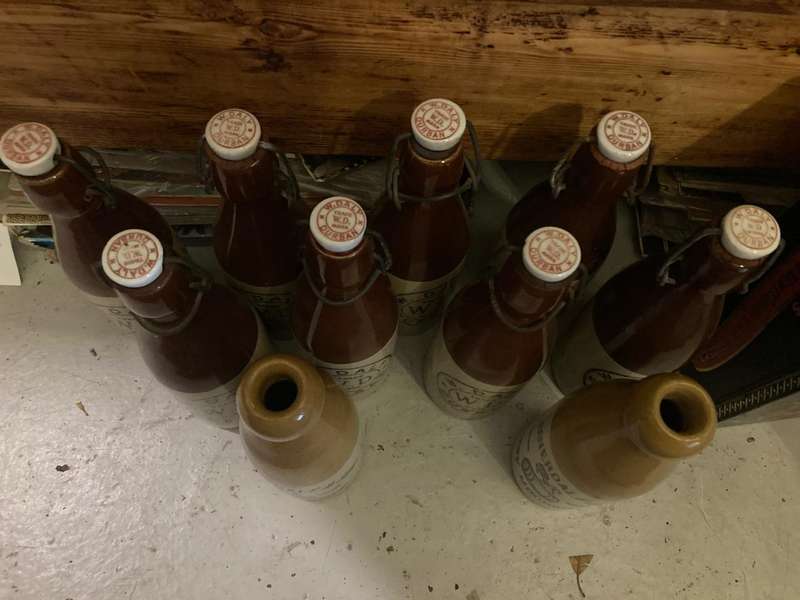 Collection of 10 Stoneware Ginger Bottles