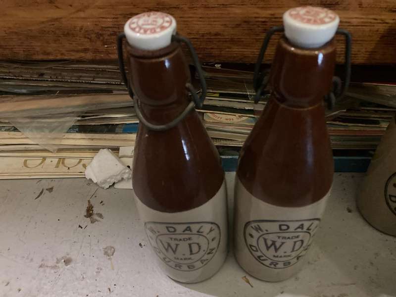 Collection of 10 Stoneware Ginger Bottles