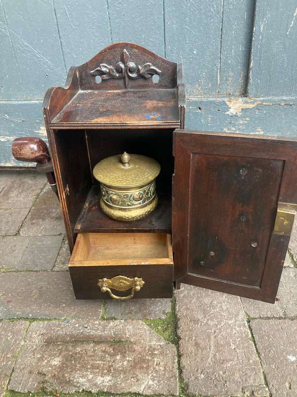 Beautiful Oak Tobacco Cabinet with original humidor