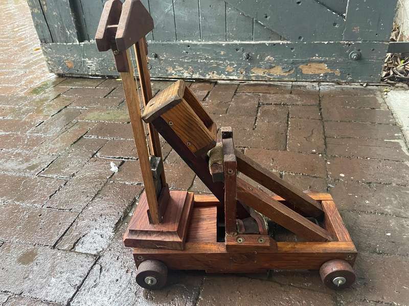 Two Vintage Wooden Models: Guilotine and Flamefthrower