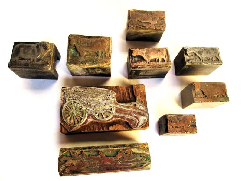 PRINTING BLOCKS ( Horse, cattle, sheep and cart. )