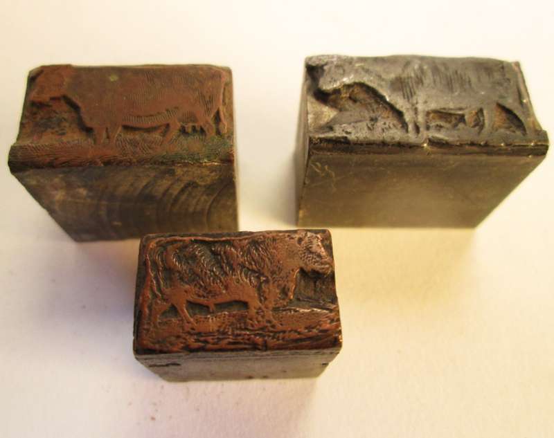 PRINTING BLOCKS ( Horse, cattle, sheep and cart. )