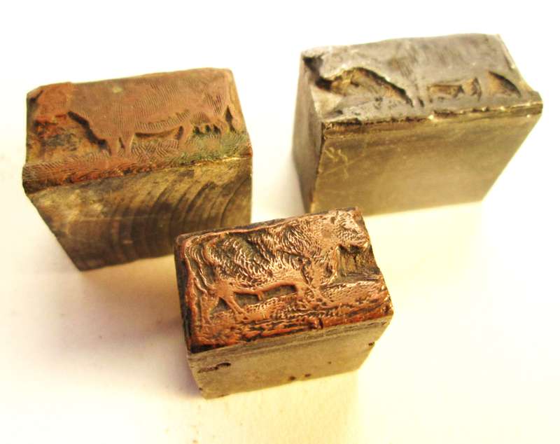 PRINTING BLOCKS ( Horse, cattle, sheep and cart. )