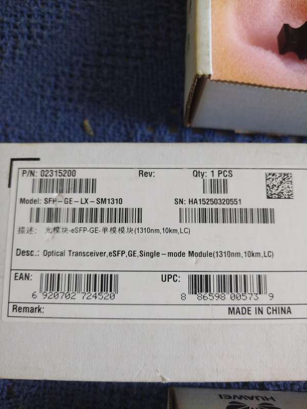 Huawei Optical Transceiver SFP-GE-LX-SM1310 Brand new bid for all 5 listing has been fixed