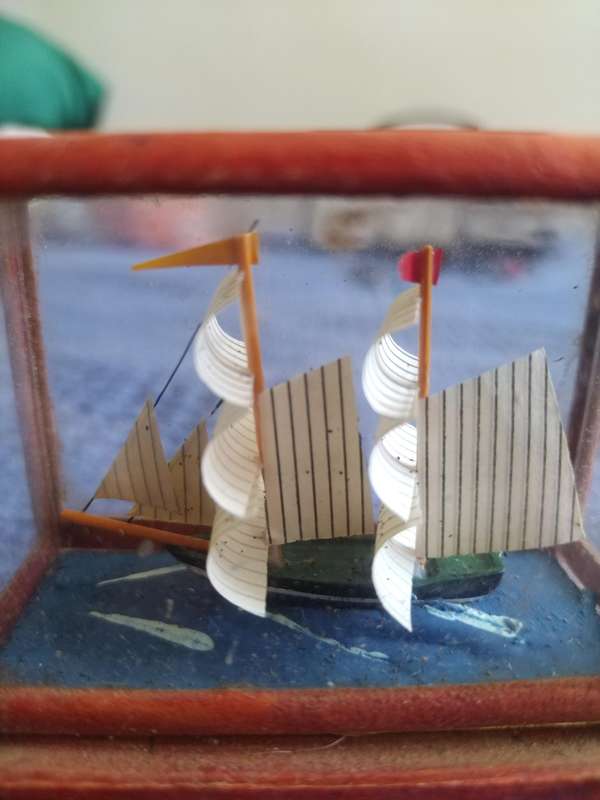 4x Bamboo and glass enclosed Sail boats Decor