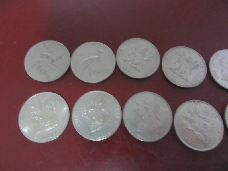 RSA - 12 ONE RAND COINS - VARIOUS YEARS - COAT OF ARMS - R5