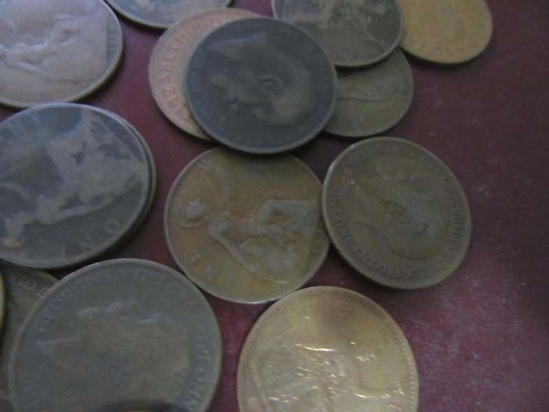 UK 34 old pennies various years as per scan bid per coin lot24