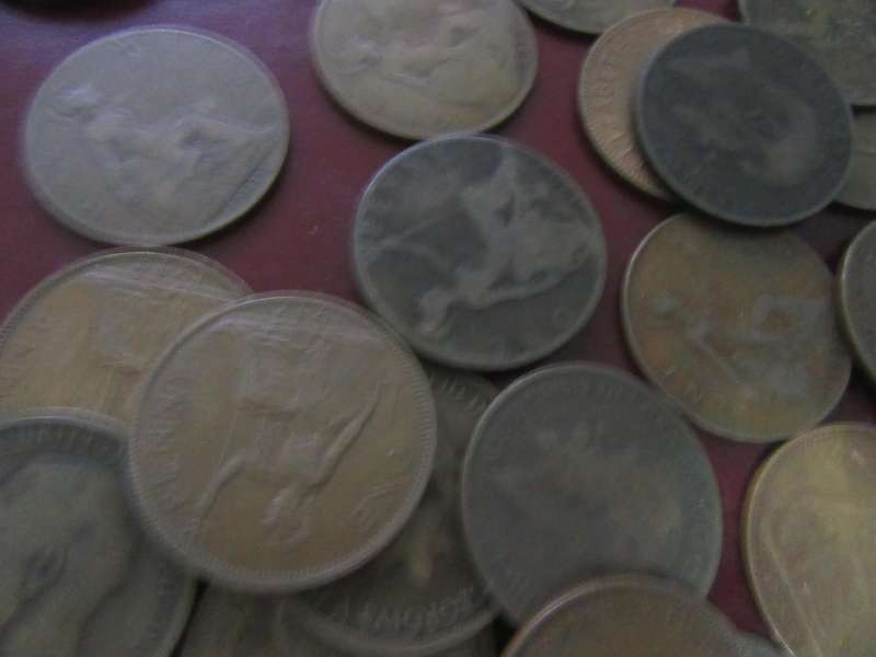 UK 34 old pennies various years as per scan bid per coin lot24