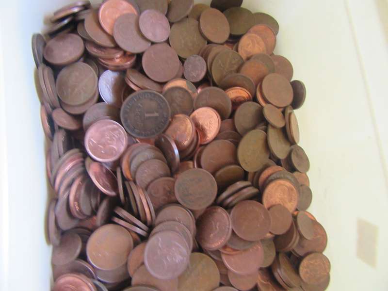 500 UNCHECKED COPPER COINS - MOSTLY RSA - BID PER COIN