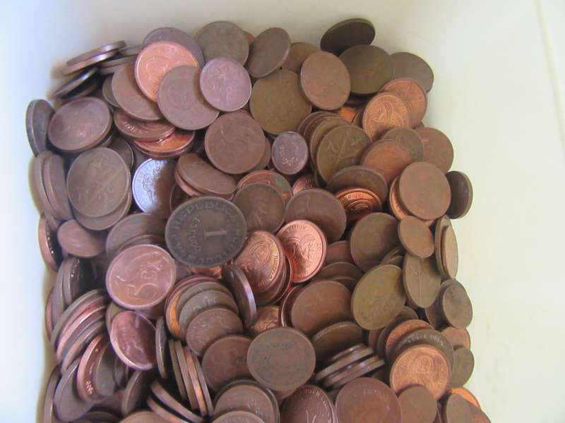 500 UNCHECKED COPPER COINS - MOSTLY RSA - BID PER COIN