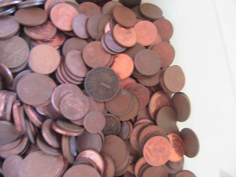 500 UNCHECKED COPPER COINS - MOSTLY RSA - BID PER COIN