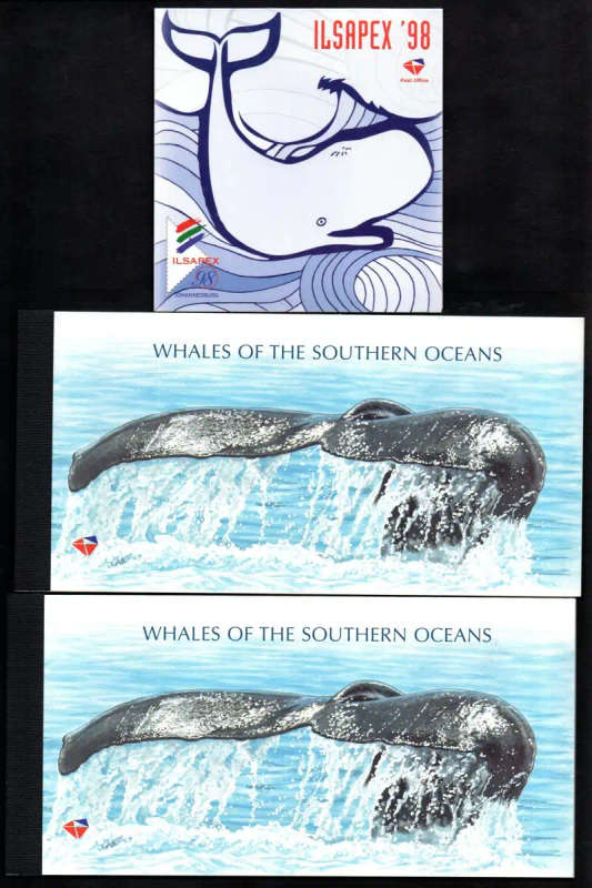 RSA 1998 WHALES (X2) MINT BOOKLETS + (X2) FDCs + ILSAPEX MINT BOOKLET. EXCELLENT FACE AND CV!!