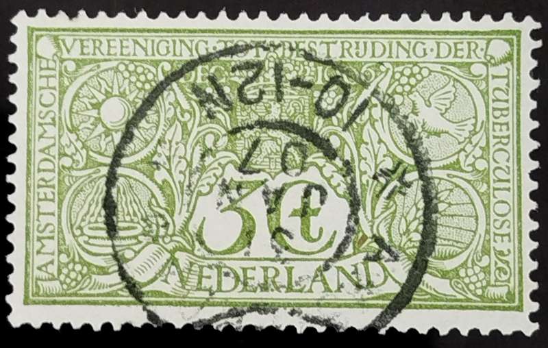 Netherlands - 1906 3c Tuberculosis FU - Variety "M + S joined" - CV 65 Euros