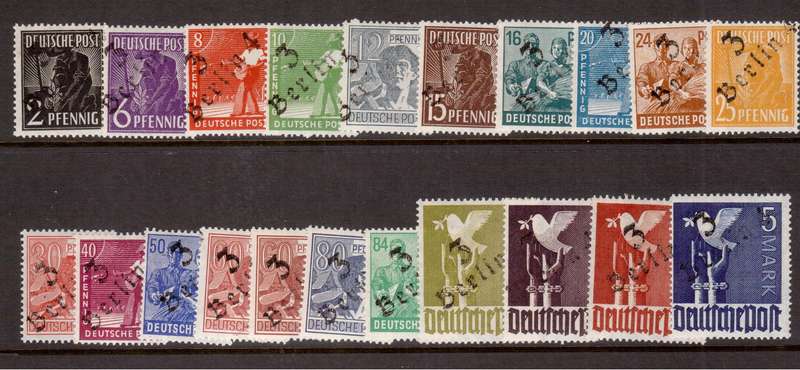 Allied Occupation Issue - Set of 21 - With Berlin Overprint