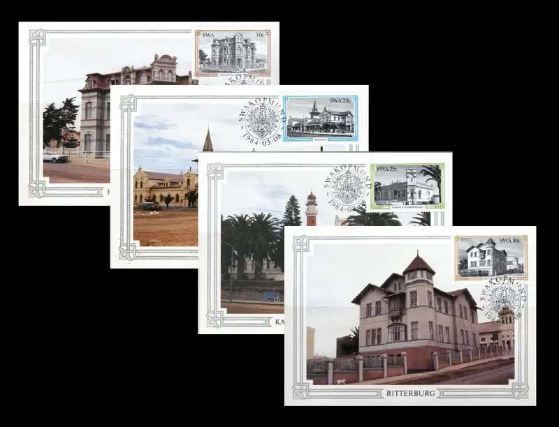 SWA 1984 - Hist Buildings of Swakopmund - Postcard Set of 4 - SACC 432/435