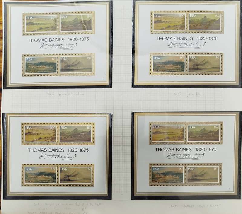 RSA - Thomas Baines - SACC 368 - Miniature Sheet - UM - Four Different Shades