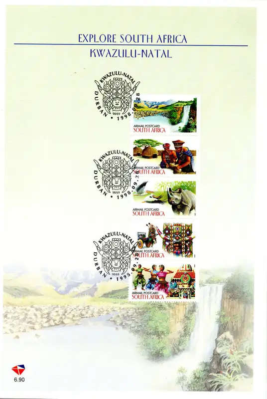 RSA 1998 - Explore SA KZN on FDC no 6.90 - SACC 1135-1139
