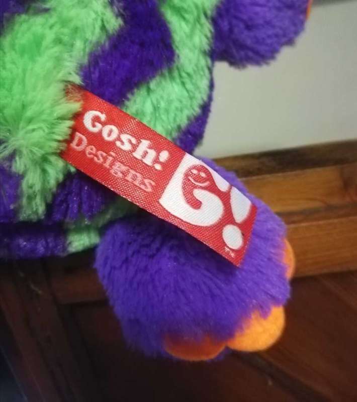 Purple & Green Colour Worry Monster Plush Soft Toy - Loves Eating Your Worries! 30cm.
