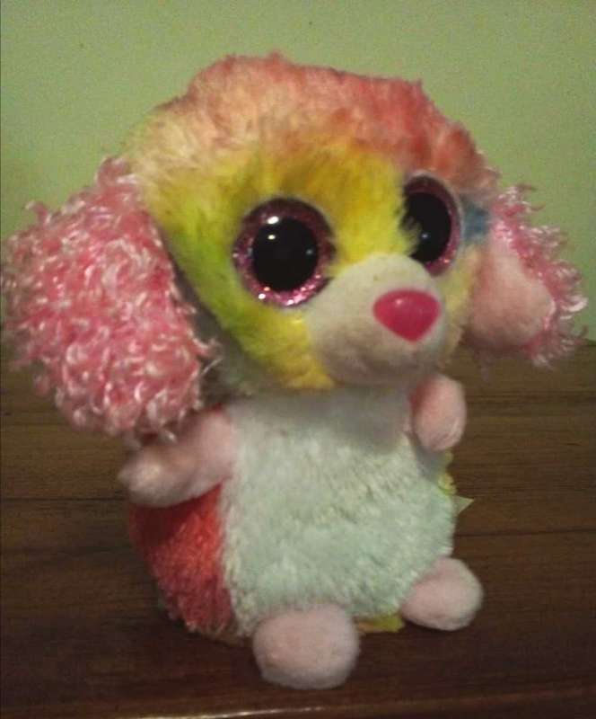 Keel Toys Mini Motsu. Flossy the Rainbow Poodle Dog. Soft Plush Beanie Toy.