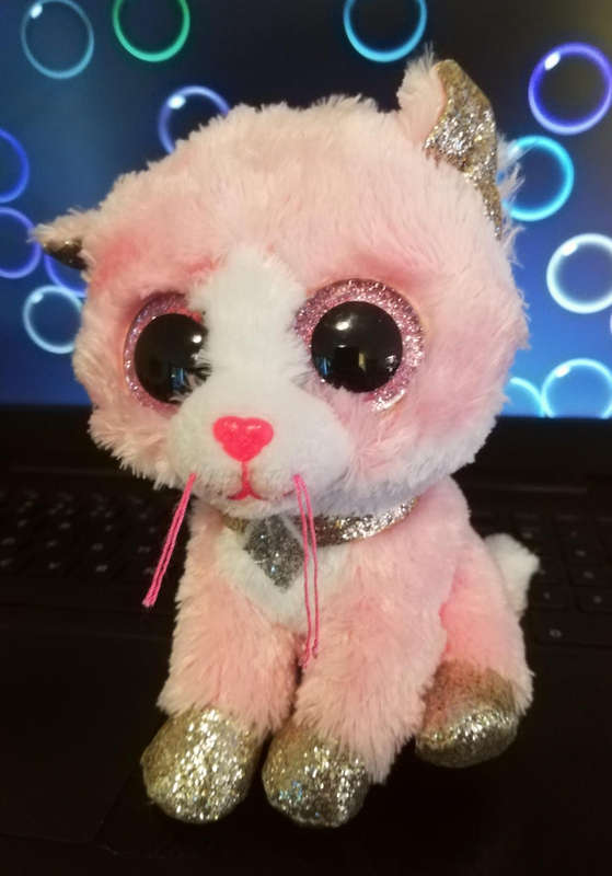 Fiona the TY Silk Pink Cat. Plush Beanie Boo. 15cm.